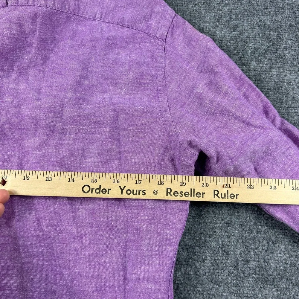 Banana Republic Button Down Shirt Mens Small Purple Linen Cotton Slim Fit Casual